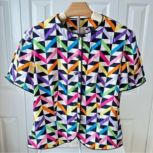 Maggy London Multicolor Geometric Blouse